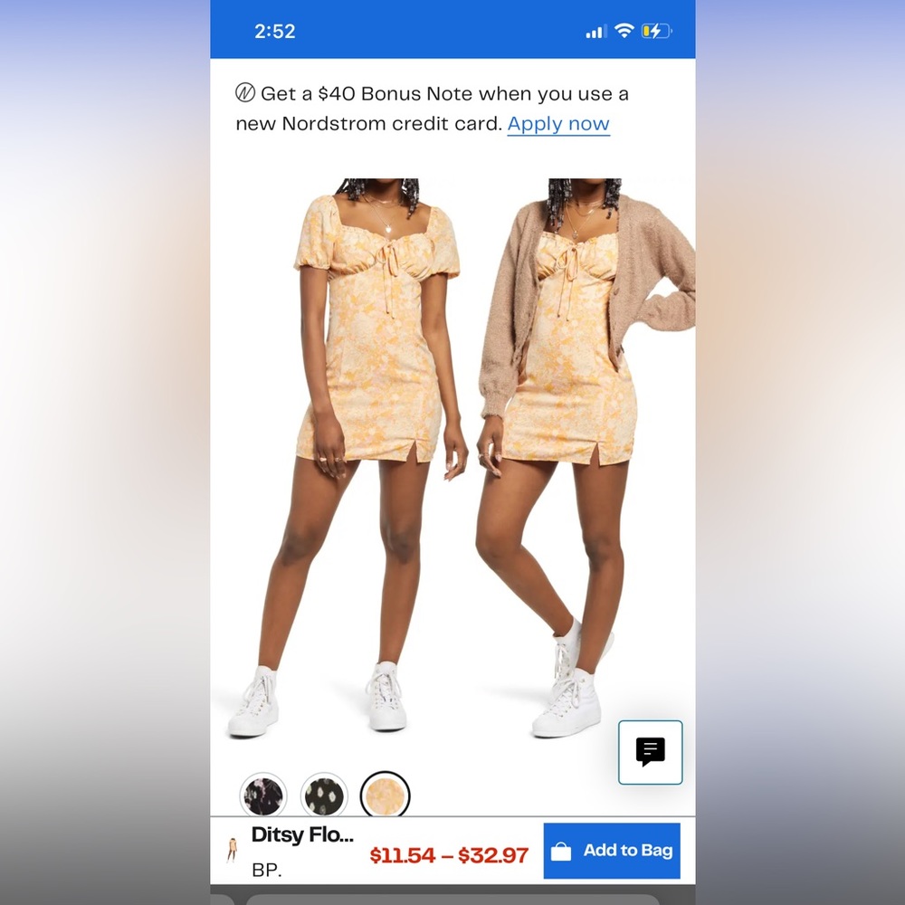 Nordstrom BP ditsy floral tie dress - orange